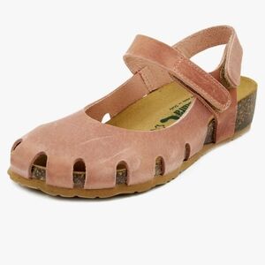BioNatura Sabot Distressed Antique Pink Leather Ballerinas Strap Closure Size 8